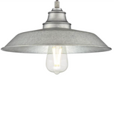 Iron Hill Industrial China Hat Pendant Light in Galvanized Steel 