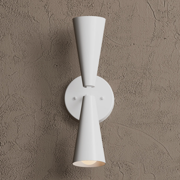 Sedona 2-Light White Pinhole Cone Sconce