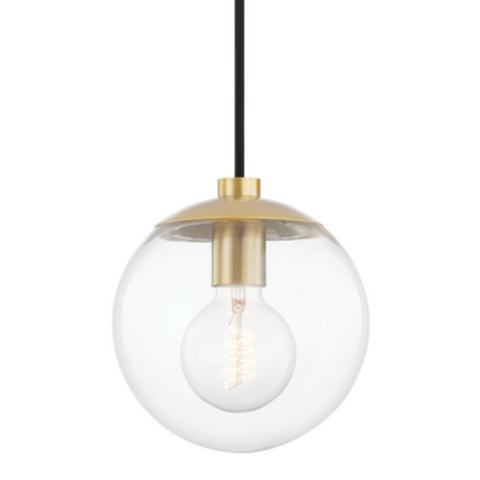 Meadow 7" Glass & Brass Modern Globe Pendant
