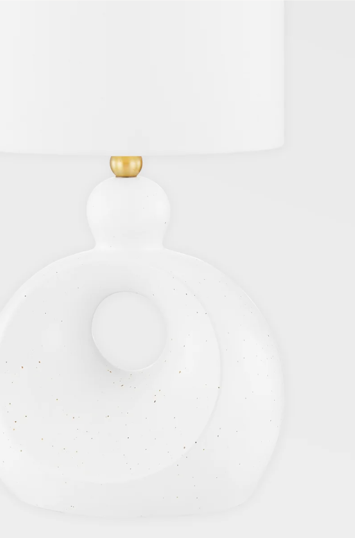 Penonic Modern White Ceramic + Brass Table Lamp with Linen Drum Shade by Mitzi