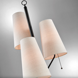 Linnea Modern 3-Light Black Retro Floor Lamp with Linen Shades