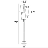 Linnea Modern 3-Light Black Retro Floor Lamp with Linen Shades