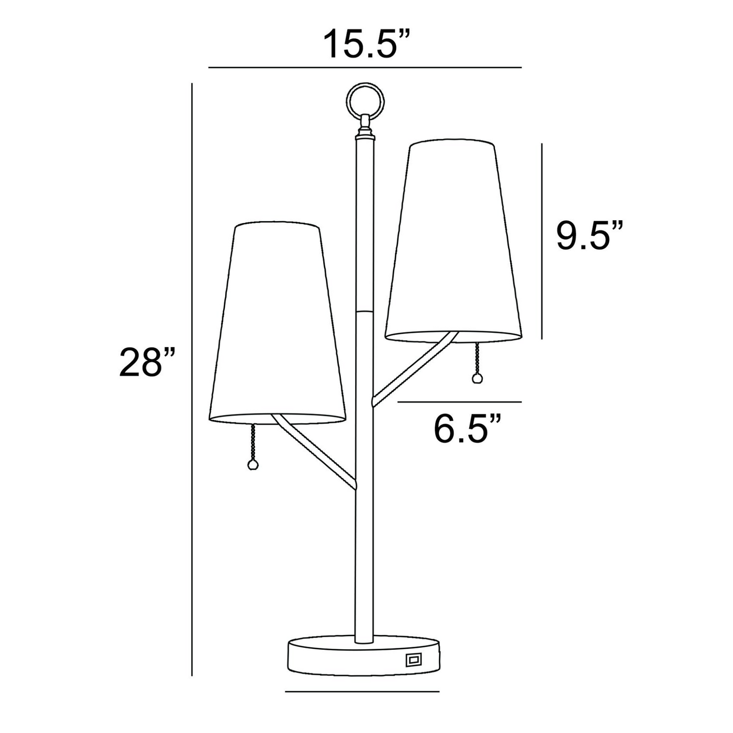 Linnea Modern 2-Light Black Retro Desk or Table Lamp with Linen Shades