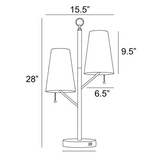 Linnea Modern 2-Light Black Retro Desk or Table Lamp with Linen Shades