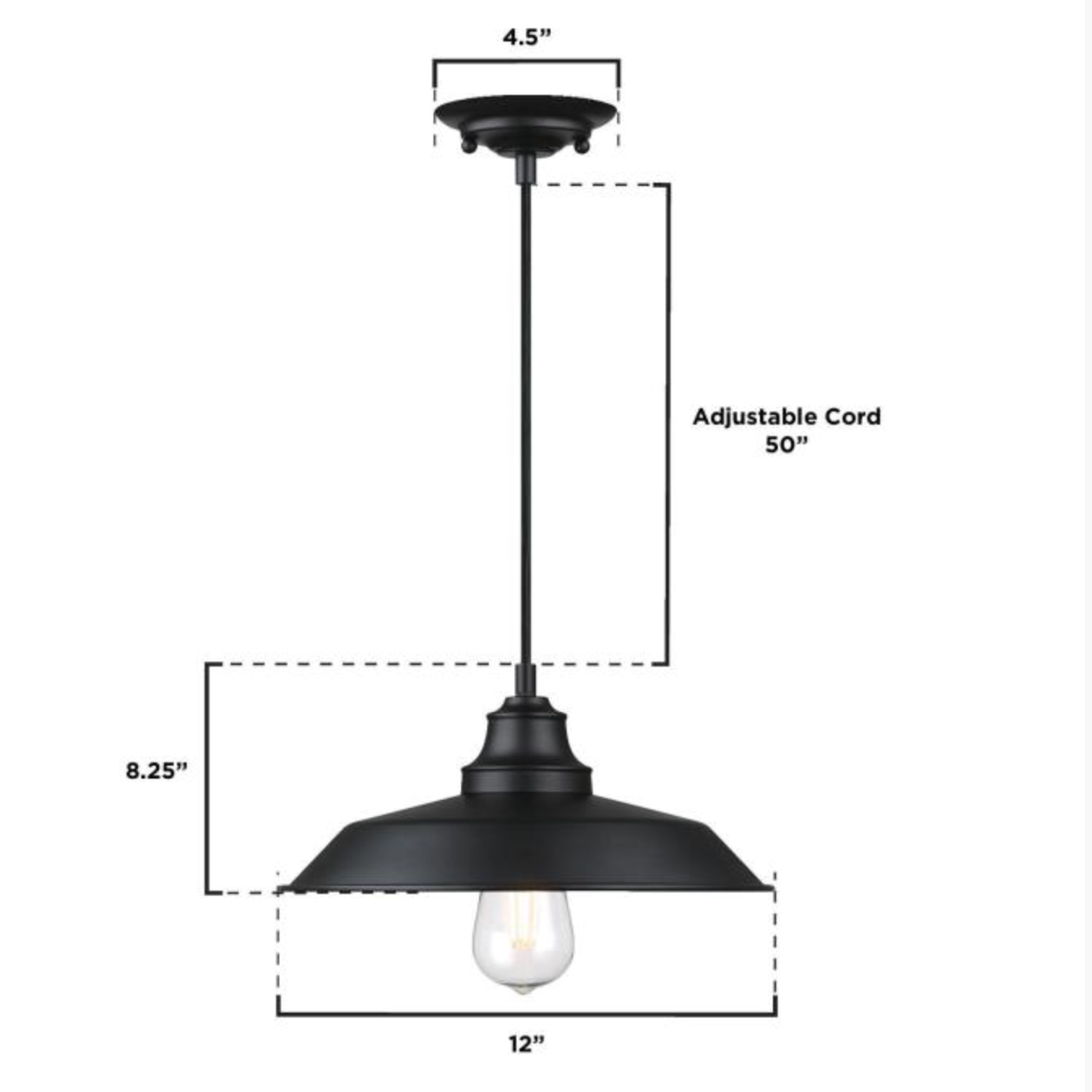 Iron Hill Farmhouse Industrial China Hat Metal Shade Pendant Light in Black 