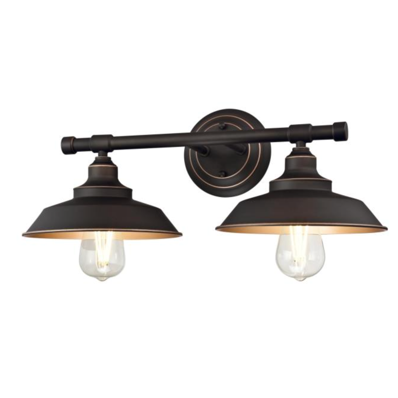 Iron Hill 2-Light Farmhouse Industrial China Hat Bronze + Gold Wall Sconce - Practical Props