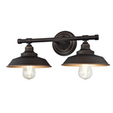 Iron Hill 2-Light Farmhouse Industrial China Hat Bronze + Gold Wall Sconce - Practical Props