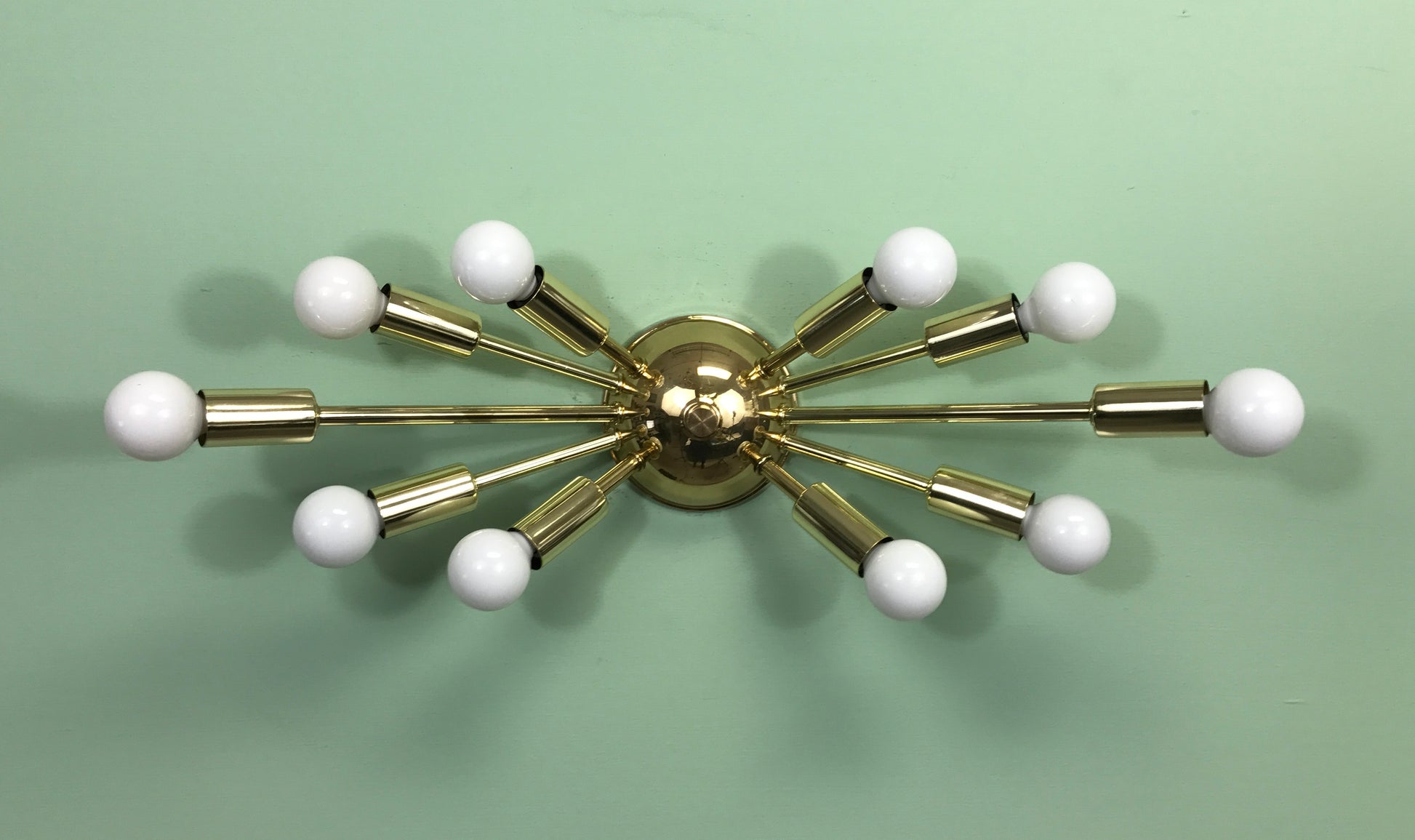 Midcentury Modern Sputnik Wall Sconce Light Polished Brass
