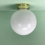 10" Opal Glass Flush Mount Globe with Polished Brass Hardware