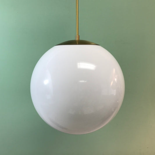 14" White Acrylic Globe Pendant Light by Practical Props