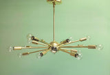 24" Classic Sputnik Chandelier Pendant Light Polished Brass