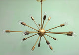 36" Midround Sputnik Chandelier Pendant Light Raw Brass