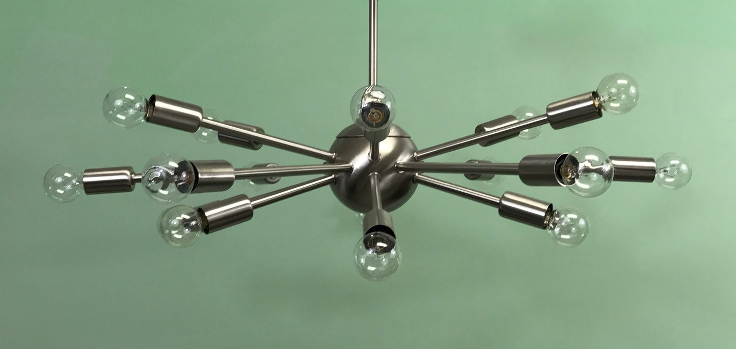 24" Classic Sputnik Chandelier Pendant Light Satin Nickel