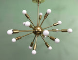 24" Midround Sputnik Chandelier Pendant Light Polished Brass