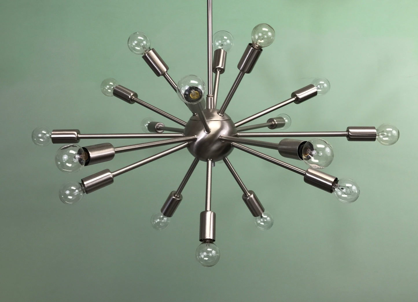 24" Midround Sputnik Chandelier Pendant Light Satin Nickel