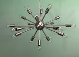 24" Midround Sputnik Chandelier Pendant Light Satin Nickel