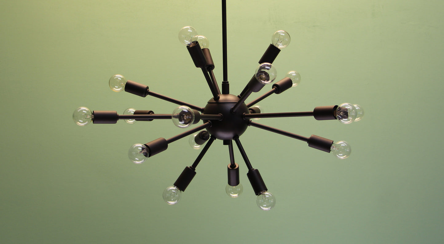 24" Midround Sputnik Chandelier Pendant Light Rubbed Bronze
