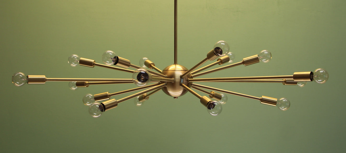 36" Classic Sputnik Chandelier Pendant Light Satin Brass