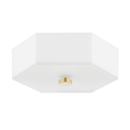 Lizzie Hexagon Flush Mount by Mitz - Polished Nickel or Modern Brass Finish 