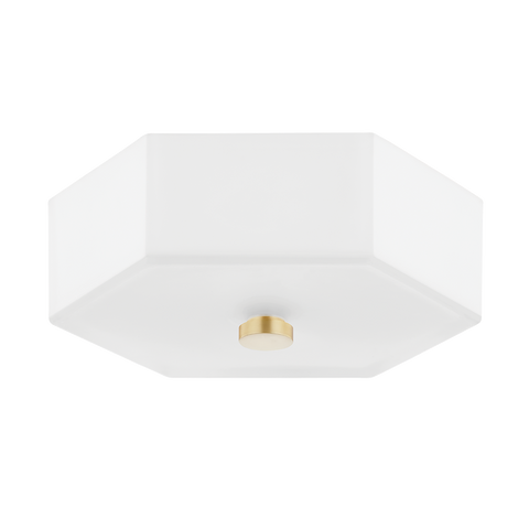 Lizzie Hexagon Flush Mount by Mitz - Polished Nickel or Modern Brass Finish 