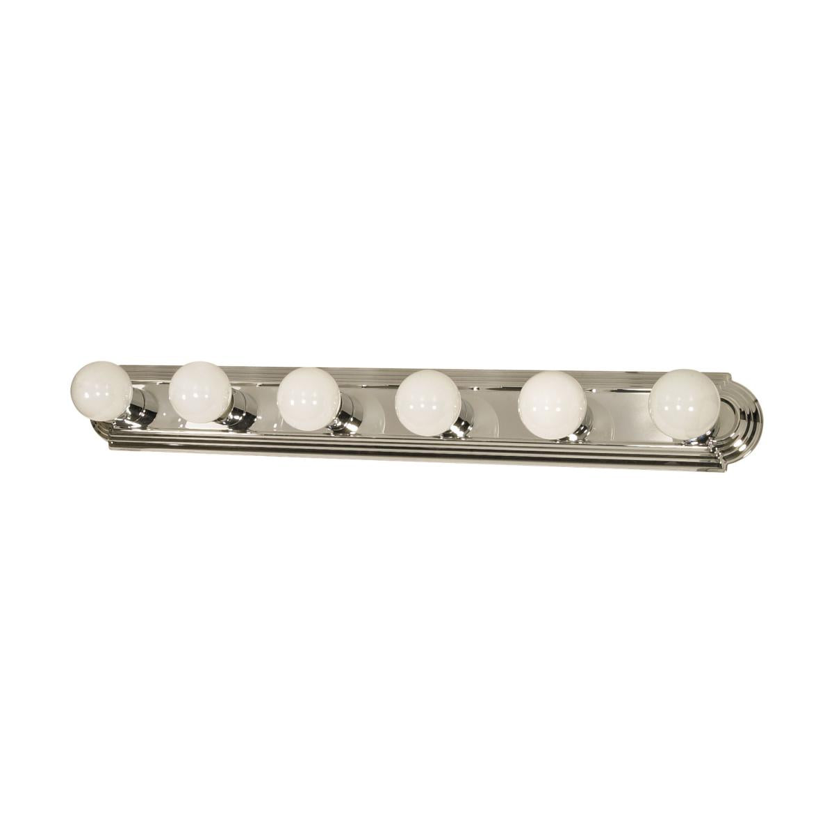 6-Light Traditional Hollywood Makeup Mirror Vanity Wall Sconce 36" Bath Fixture - Polished Chrome, Polished Brass, Satin Nickel, Rubbed Bronze or White - Mid Century Modern Lighting by Practical Props
