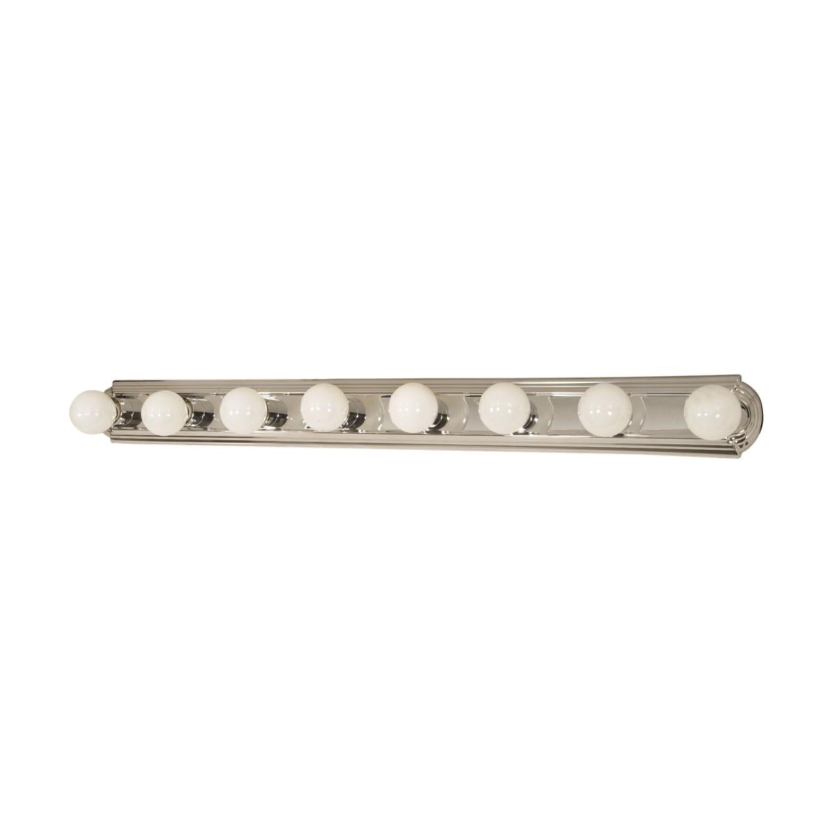 8-Light Traditional Hollywood Makeup Mirror Vanity Wall Sconce 48" Bath Fixture - Polished Chrome, Polished Brass, Satin Nickel, Rubbed Bronze or White - Mid Century Modern Lighting by Practical Props