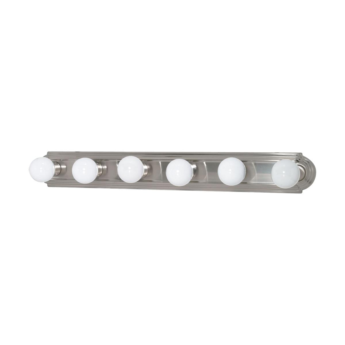 6-Light Traditional Hollywood Makeup Mirror Vanity Wall Sconce 36" Bath Fixture - Polished Chrome, Polished Brass, Satin Nickel, Rubbed Bronze or White - Mid Century Modern Lighting by Practical Props