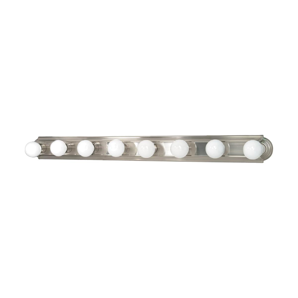 8-Light Traditional Hollywood Makeup Mirror Vanity Wall Sconce 48" Bath Fixture - Polished Chrome, Polished Brass, Satin Nickel, Rubbed Bronze or White - Mid Century Modern Lighting by Practical Props