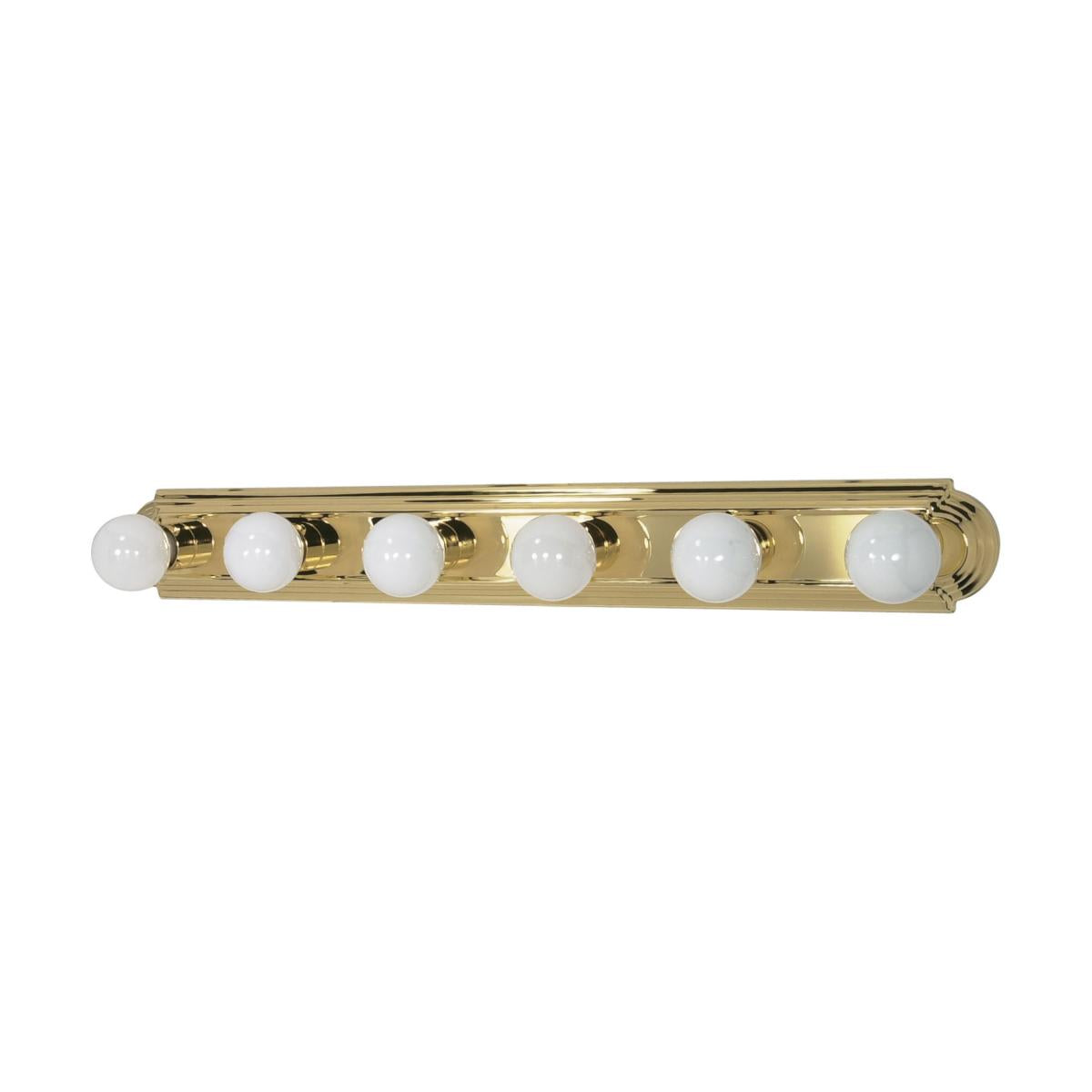 6-Light Traditional Hollywood Makeup Mirror Vanity Wall Sconce 36" Bath Fixture - Polished Chrome, Polished Brass, Satin Nickel, Rubbed Bronze or White - Mid Century Modern Lighting by Practical Props