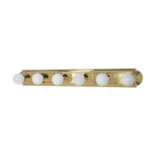 6-Light Traditional Hollywood Makeup Mirror Vanity Wall Sconce 36" Bath Fixture - Polished Chrome, Polished Brass, Satin Nickel, Rubbed Bronze or White - Mid Century Modern Lighting by Practical Props