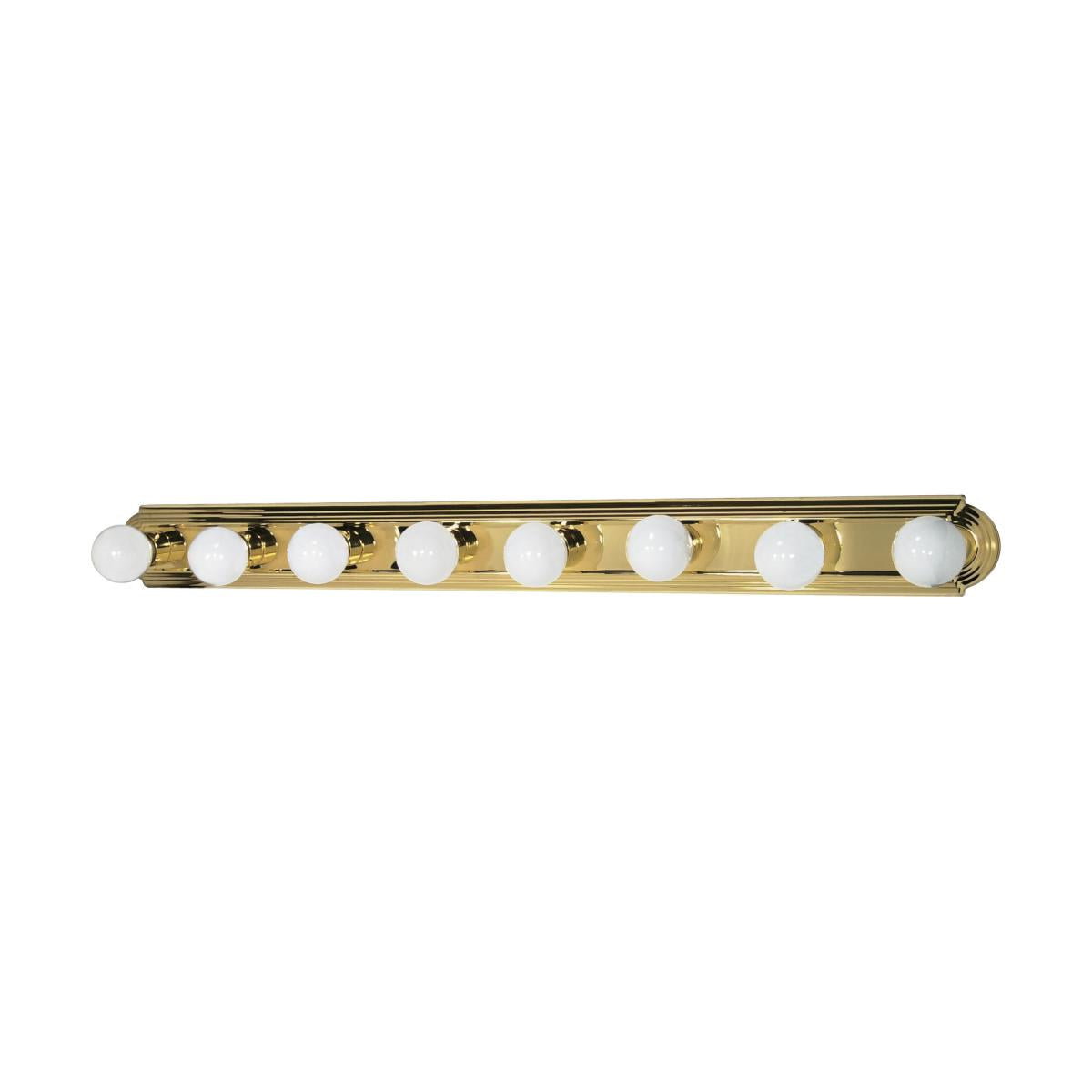 8-Light Traditional Hollywood Makeup Mirror Vanity Wall Sconce 48" Bath Fixture - Polished Chrome, Polished Brass, Satin Nickel, Rubbed Bronze or White - Mid Century Modern Lighting by Practical Props