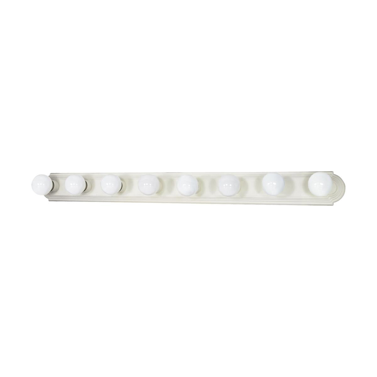 8-Light Traditional Hollywood Makeup Mirror Vanity Wall Sconce 48" Bath Fixture - Polished Chrome, Polished Brass, Satin Nickel, Rubbed Bronze or White - Mid Century Modern Lighting by Practical Props