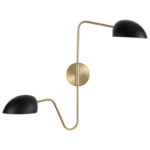 Trilby Modern Brass Double Swing-Arm Adjustable 2-Light Wall Sconce