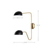 Trilby Modern Brass Double Swing-Arm Adjustable 2-Light Wall Sconce