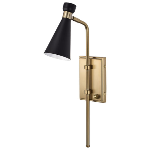 Prospect Adjustable Cone Wall Sconce - Matte Black + Burnished Brass