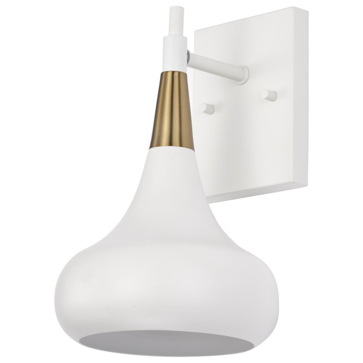 Phoenix Retro Adjustable Cone Wall Sconce - Matte White + Burnished Brass