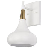 Phoenix Retro Adjustable Cone Wall Sconce - Matte White + Burnished Brass