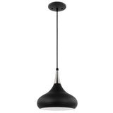 Phoenix Retro Small Dome Saucer Pendant - Matte Black + Polished Nickel