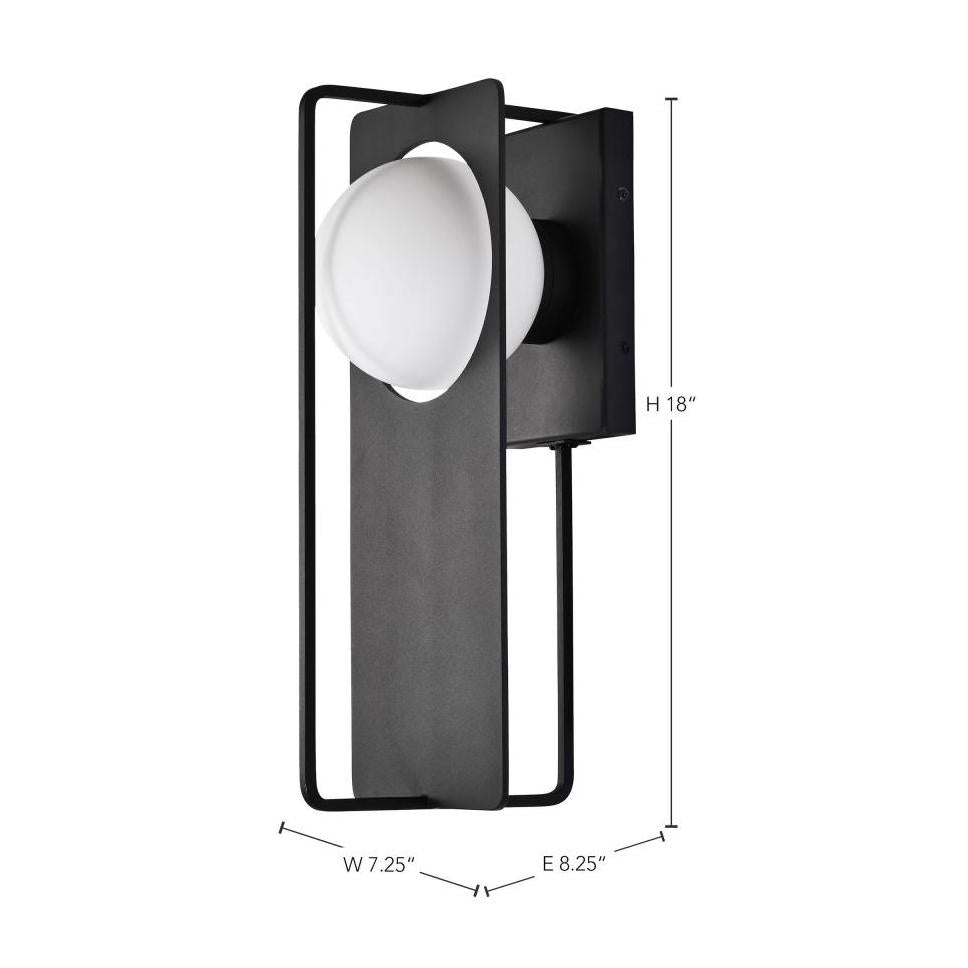 Portal Large 18" LED Matte Black Glass Globe Exterior Wall Sconce