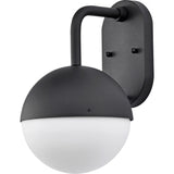 Exterior 6" LED Matte Black Glass Outdoor Globe Sconce - Opal Glass
