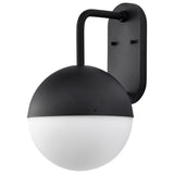 Exterior 10" LED Matte Black Glass Outdoor Globe Sconce - Opal Glass