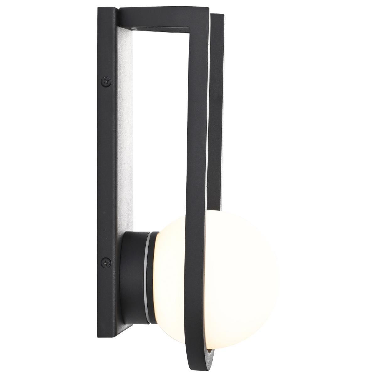 Cradle Large 15" LED Matte Black Glass Globe Exterior Wall Sconce