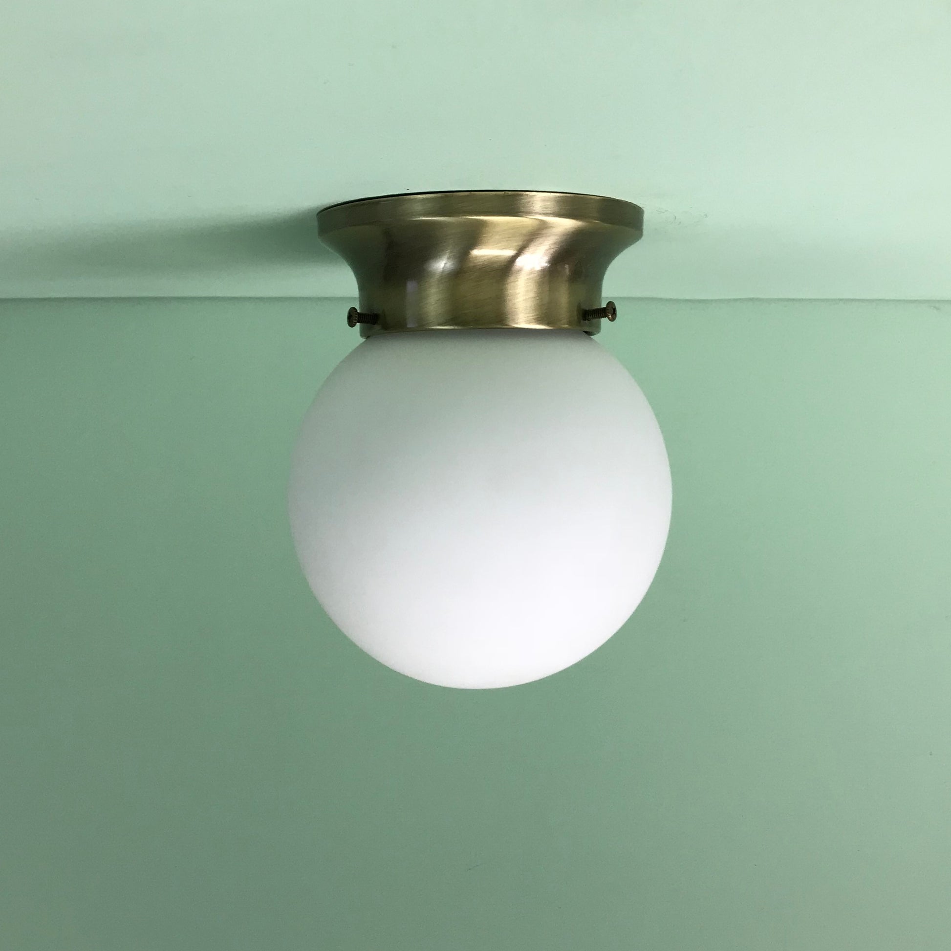 6" Mini Satin Glass Globe Flush Mount with Antique Bronze Hardware