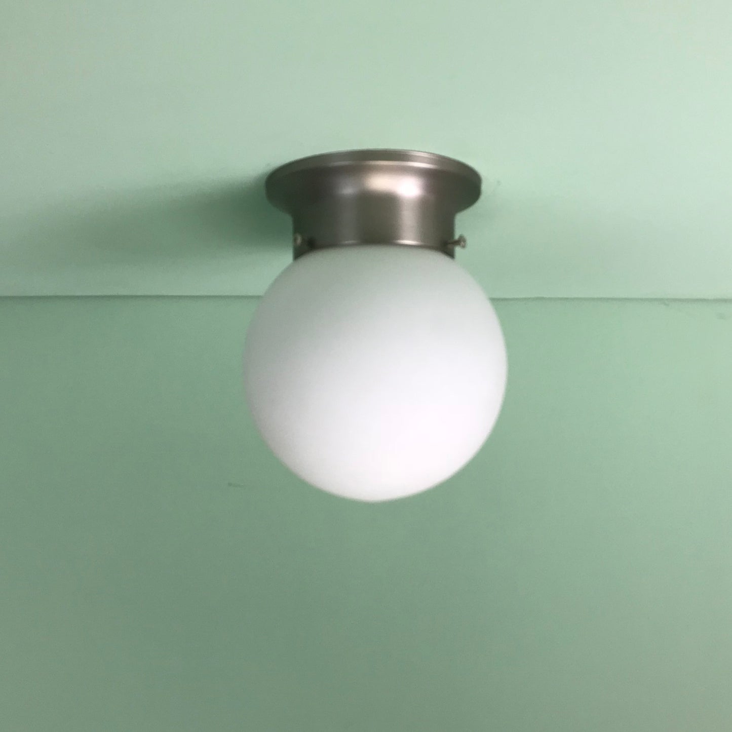 6" Mini Satin Glass Globe Flush Mount with Satin Nickel Hardware
