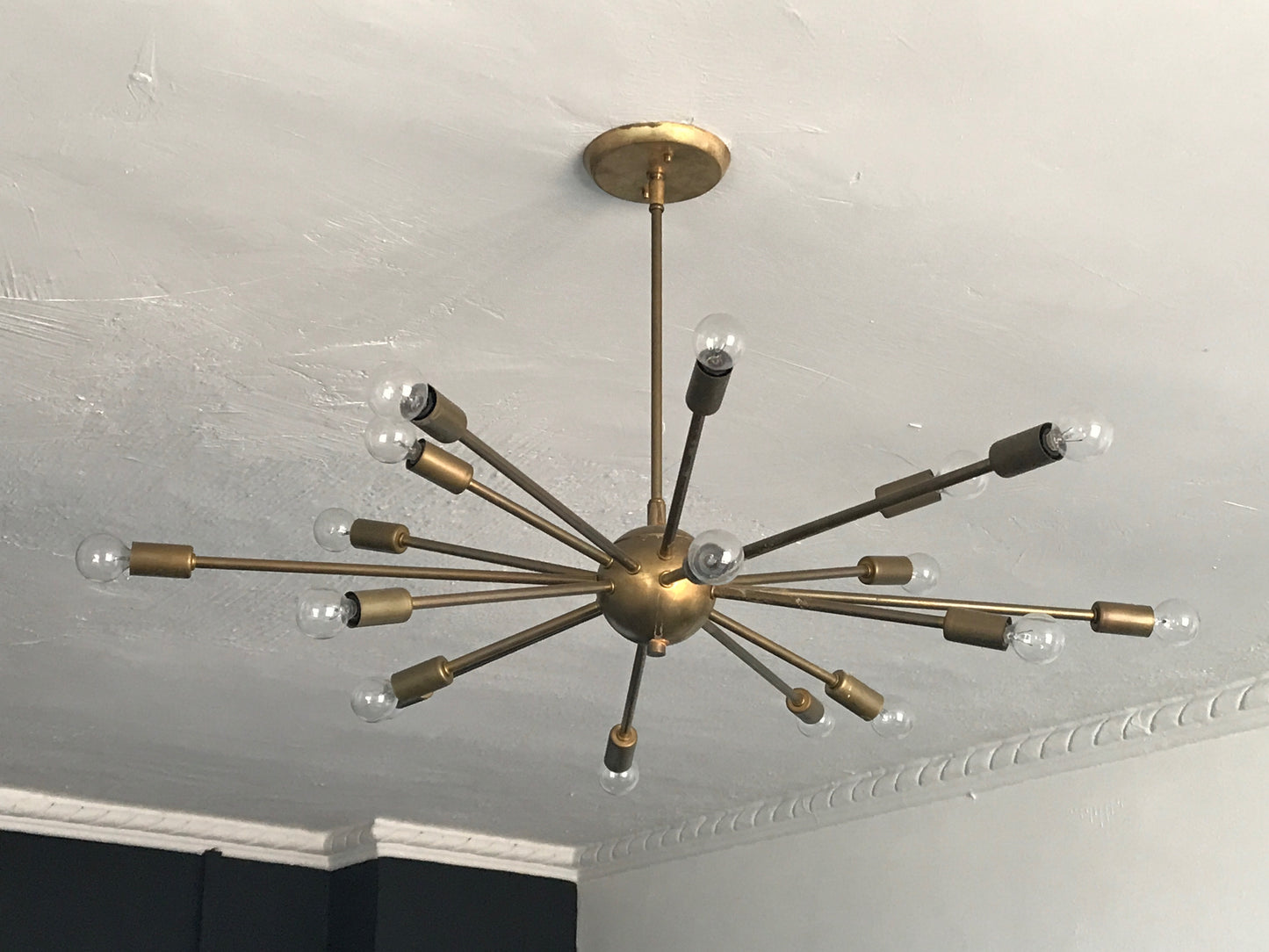 36" Classic Sputnik Chandelier in Raw Brass by Practical Props
