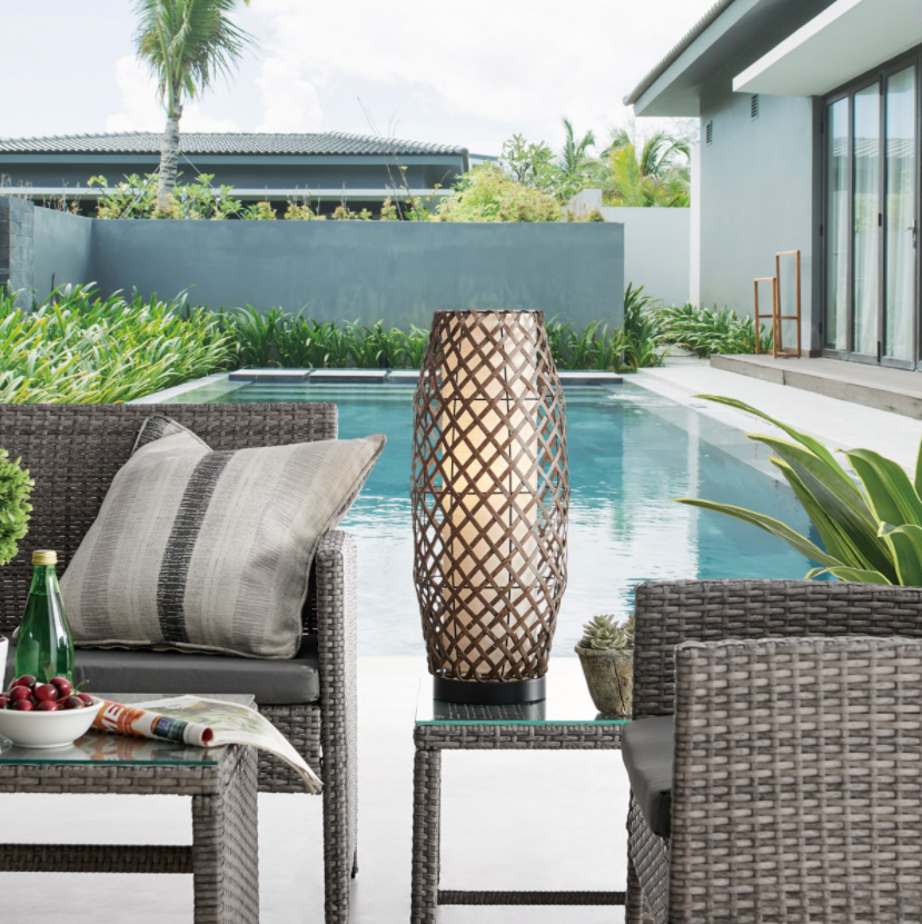 Baran Rattan Outdoor Wireless Table Lamp - Waterproof, Rechargeable and Dimmable LED Lamp - Midcentury Modern Lighting by Practical Props