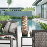 Baran Rattan Outdoor Wireless Table Lamp - Waterproof, Rechargeable and Dimmable LED Lamp - Midcentury Modern Lighting by Practical Props