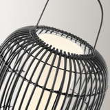Clement Rattan Outdoor Lantern in Black - Waterproof, Rechargeable and Dimmable LED Lamp - Midcentury Modern Lighting by Practical Props