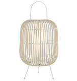 Clement Rattan Outdoor Lantern in Ivory - Waterproof, Rechargeable and Dimmable LED Lamp - Midcentury Modern Lighting by Practical Props