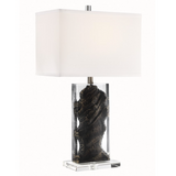 Cleon Lucite Abstract Modern Gemstone Table Lamp with Shade by Lite Source in Jet Black